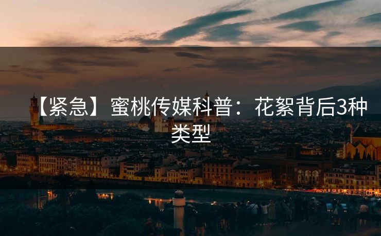 【紧急】蜜桃传媒科普：花絮背后3种类型