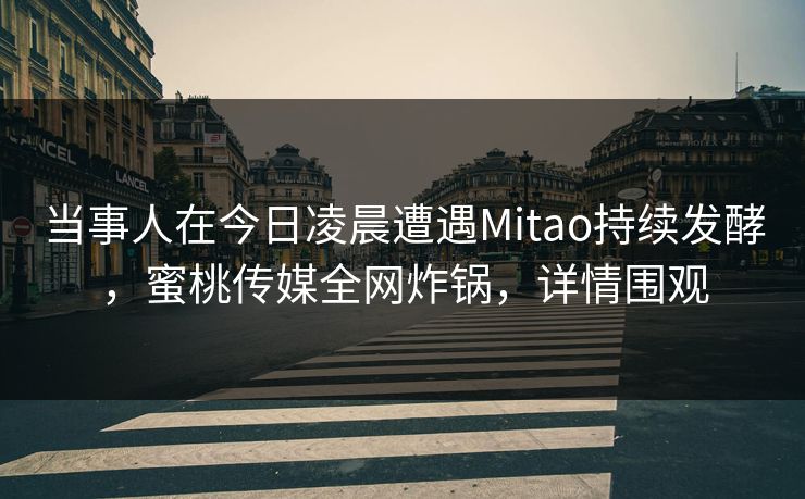 当事人在今日凌晨遭遇Mitao持续发酵，蜜桃传媒全网炸锅，详情围观