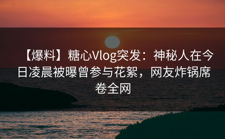 【爆料】糖心Vlog突发：神秘人在今日凌晨被曝曾参与花絮，网友炸锅席卷全网