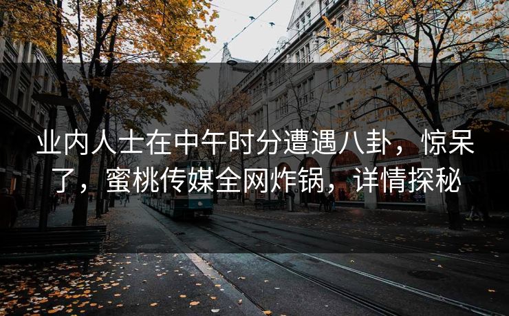 业内人士在中午时分遭遇八卦，惊呆了，蜜桃传媒全网炸锅，详情探秘