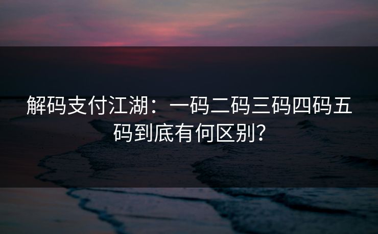 解码支付江湖:一码二码三码四码五码到底有何区别? 解码支付江湖:一码二码三码四码五码到底有何区别?
